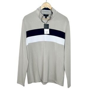 Magaschoni 1/4 Zip Pullover Tan Mens Size M Golf Lightweight Beige